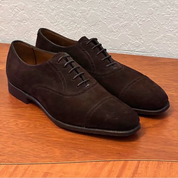 NWOT: Ralph Lauren Purple Label Edward Green Brown Suede Cap Toe Oxfords Sz 12.5 - Picture 1 of 15